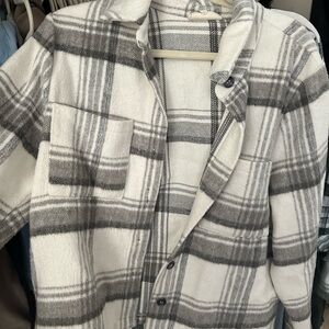 Plaid Women's Jacket in Gray and White